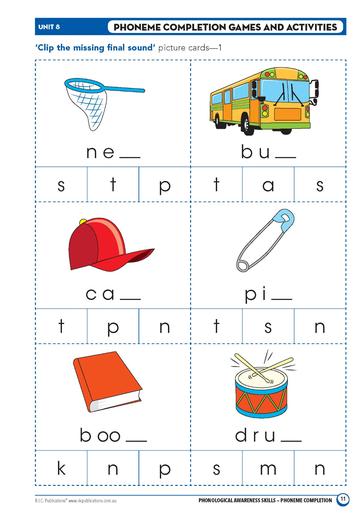 Phonological Awareness Skills – Unit 8 – Phoneme completion – Ages 4–8 ...