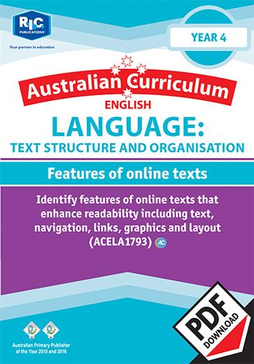 AC Language – Features of Online Texts – Ages 9–10 digital unit